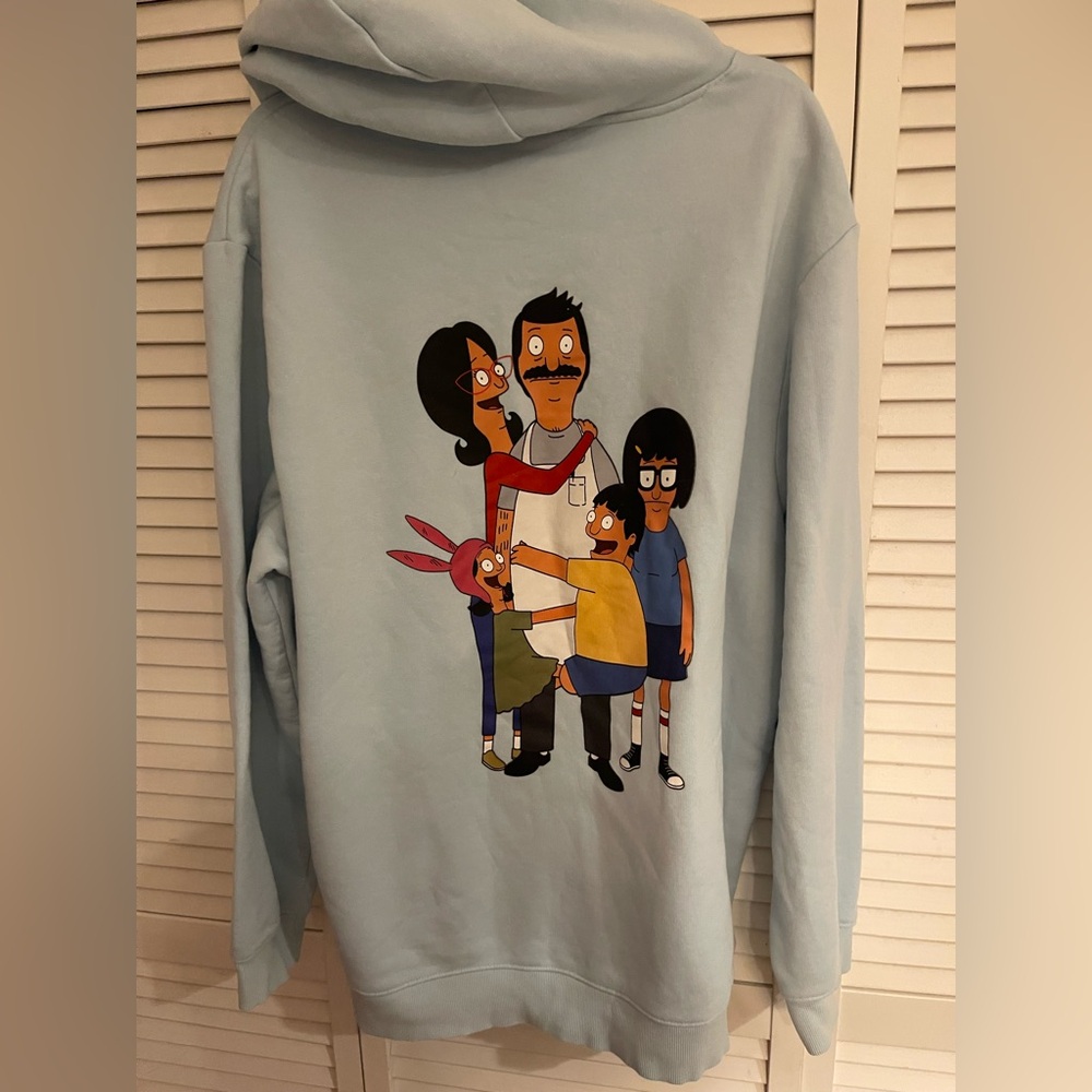 H&M Light Blue Hoodie with Graphic Print of Bobs Burgers